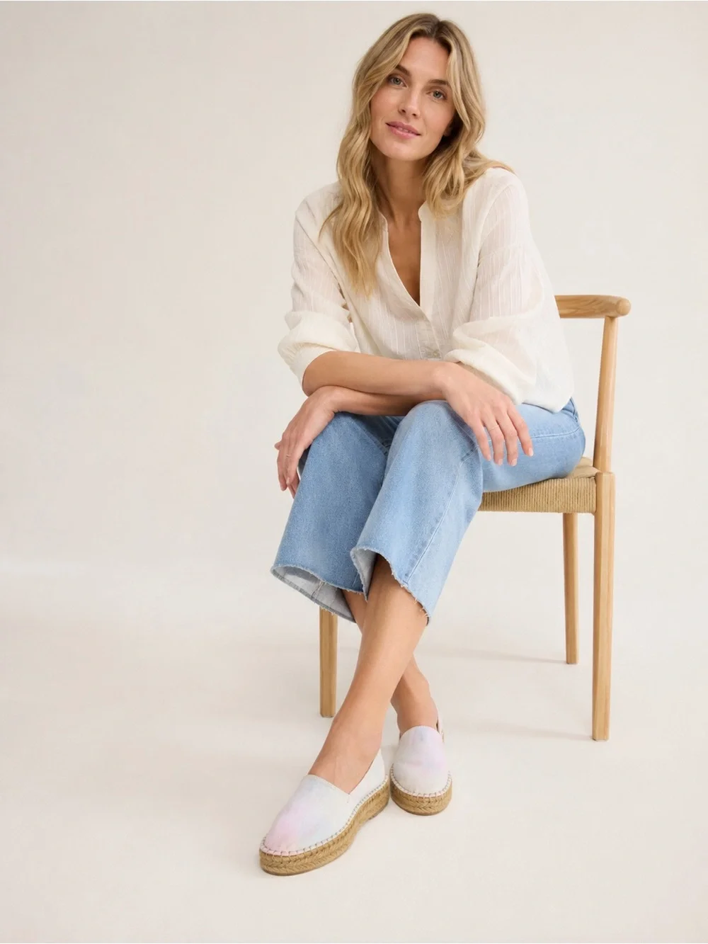 New Splendid Laney pastel tie-dye espadrilles featuring a woven jute sole